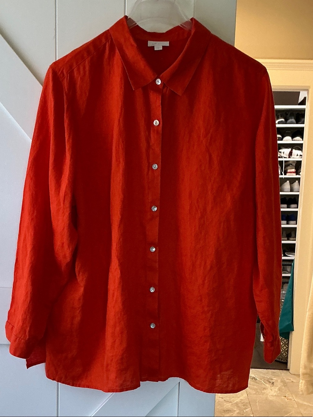 J. Jill Vibrant Red Long-Sleeve Button-Down Shirt